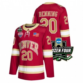 Mike Benning Denver Pioneers 2022 Frozen Four Crimson Hockey Jersey #20