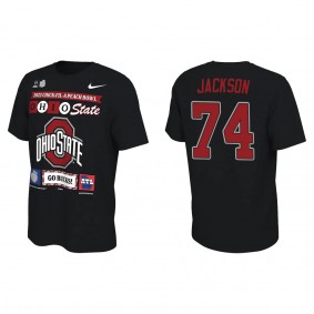 Donovan Jackson Ohio State Buckeyes Black College Football Playoff 2022 Peach Bowl Illustrated T-Shirt