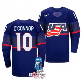 USA Hockey Drew O'Connor #10 Blue Away Jersey 2023 IIHF World Championship