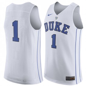 Male Duke Blue Devils #1 White Basketball Jersey