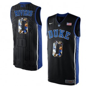 Duke Blue Devils #0 Austin Rivers Black NCAA College Basketball Player Portrait Fashion Jersey