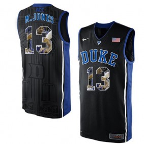 Duke Blue Devils #13 Matt Jones Black NCAA College Basketball Player Portrait Fashion Jersey