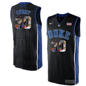 Duke Blue Devils #30 Seth Curry Black NCAA College Basketball Player Portrait Fashion Jersey