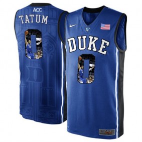 Duke Blue Devils #0 Jayson Tatum Royal Blue NCAA College Basketball Player Portrait Fashion Jersey