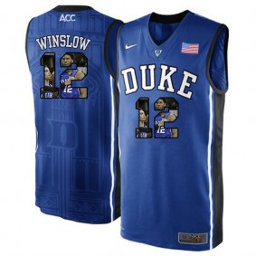 Duke Blue Devils #12 Justise Winslow Royal Blue NCAA College Basketball Player Portrait Fashion Jersey