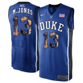 Duke Blue Devils #13 Matt Jones Royal Blue NCAA College Basketball Player Portrait Fashion Jersey