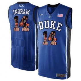 Duke Blue Devils #14 Brandon Ingram Royal Blue NCAA College Basketball Player Portrait Fashion Jersey