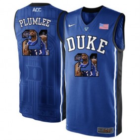 Duke Blue Devils #21 Miles Plumlee Royal Blue NCAA College Basketball Player Portrait Fashion Jersey