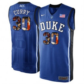 Duke Blue Devils #30 Seth Curry Royal Blue NCAA College Basketball Player Portrait Fashion Jersey