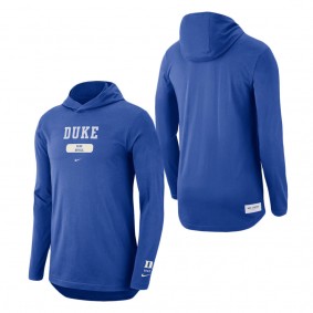 Duke Blue Devils Nike Team Stack Tri-Blend Performance Long Sleeve Hoodie T-Shirt Royal