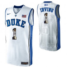 Duke Blue Devils #1 Kyrie Irving White NCAA College Basketball Player Portrait Fashion Jersey