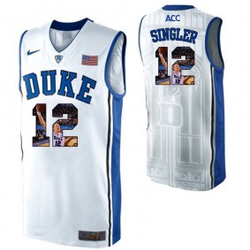 Duke Blue Devils #12 Kyle Singler White NCAA College Basketball Player Portrait Fashion Jersey