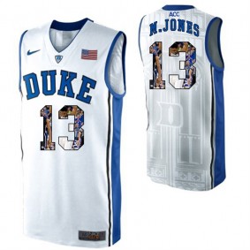 Duke Blue Devils #13 Matt Jones White NCAA College Basketball Player Portrait Fashion Jersey