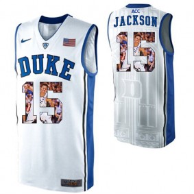 Duke Blue Devils #15 Frank Jackson White NCAA College Basketball Player Portrait Fashion Jersey