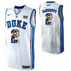 Duke Blue Devils #2 Josh McRoberts White NCAA College Basketball Player Portrait Fashion Jersey