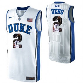 Duke Blue Devils #2 Luol Deng White NCAA College Basketball Player Portrait Fashion Jersey