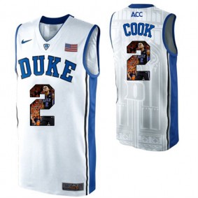 Duke Blue Devils #2 Quinn Cook White NCAA College Basketball Player Portrait Fashion Jersey