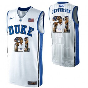 Duke Blue Devils #21 Amile Jefferson White NCAA College Basketball Player Portrait Fashion Jersey