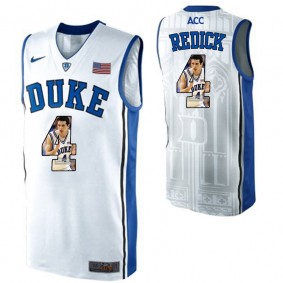 Duke Blue Devils #4 JJ Redick White NCAA College Basketball Player Portrait Fashion Jersey