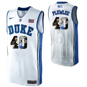 Duke Blue Devils #40 Marshall Plumlee White NCAA College Basketball Player Portrait Fashion Jersey