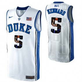 Duke Blue Devils #5 Luke Kennard White NCAA College Basketball Player Portrait Fashion Jersey