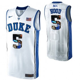 Duke Blue Devils #5 Rodney Hood White NCAA College Basketball Player Portrait Fashion Jersey