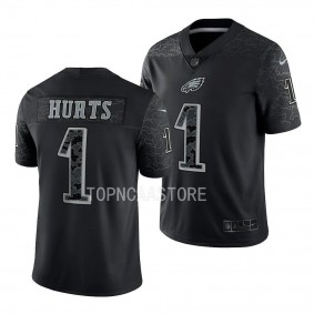 Jalen Hurts Philadelphia Eagles #1 Black Jersey RFLCTV Limited Men's Uniform