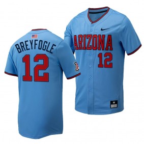 Easton Breyfogle Arizona Wildcats #12 Light Blue Replica Baseball Full-Button Jersey