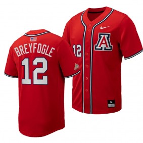 Easton Breyfogle Arizona Wildcats #12 Replica Baseball Red Full-Button Jersey