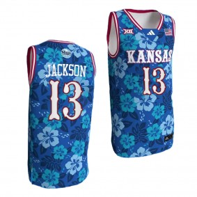 Kansas Jayhawks Bill Self Game Elmarko Jackson #13 Blue Maui Strong Jersey Men's