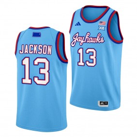 Kansas Jayhawks Elmarko Jackson Baby Blue #13 DRIP Alternate Jersey 2023-24 Mens Basketball Unisex