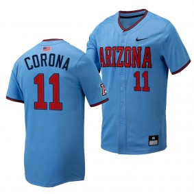 Emilio Corona Arizona Wildcats #11 Light Blue Replica Baseball Full-Button Jersey