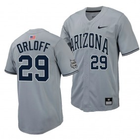 Arizona Wildcats Eric Orloff Replica Baseball Gray #29 Jersey Full-Button