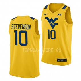 West Virginia Mountaineers Erik Stevenson Gold #10 Jersey 2022-23 Alternate Basketball