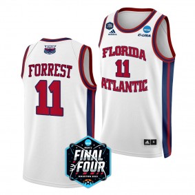 Fau Owls Michael Forrest 2023 NCAA Final Four Men's Basketball White Jersey