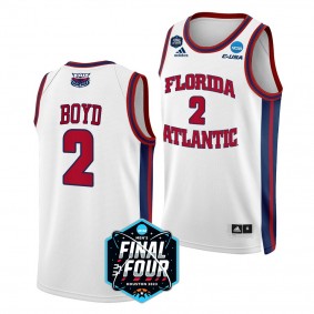 Fau Owls Nicholas Boyd 2023 NCAA Final Four Men's Basketball White Jersey