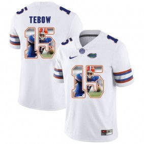 Florida Gators Football #15 White Player Portrait College Tim Tebow Jersey