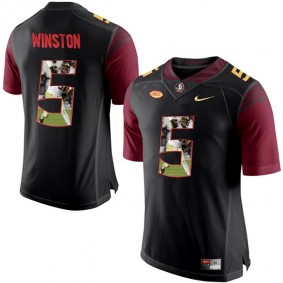 Florida State Seminoles #5 Jameis Winston Black Printing Player Portrait NCAA Football Limited Jersey