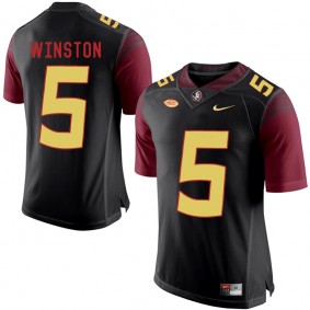 Florida State Seminoles Jameis Winston #5 Black College Football Player Stitched Alternate Jersey