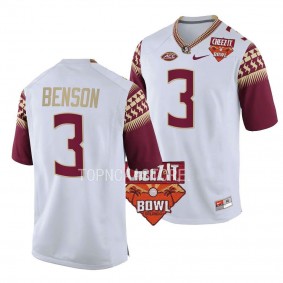 Florida State Seminoles Trey Benson 2022 Cheez-It Bowl White College Football Jersey