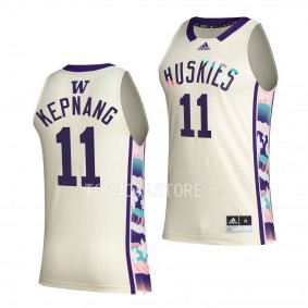 Washington Huskies Franck Kepnang White #11 Honoring Black Excellence Jersey BHE basketball