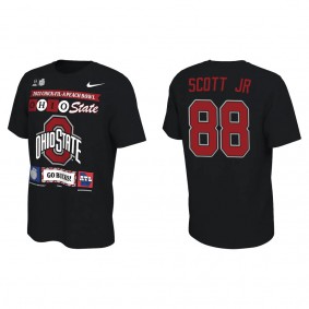 Gee Scott Jr. Ohio State Buckeyes Black College Football Playoff 2022 Peach Bowl Illustrated T-Shirt