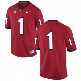 Male Georgia Bulldogs #1 Red Football Jersey