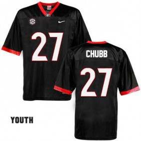 Youth Georgia Bulldogs #27 Nick Chubb Black Football Jersey