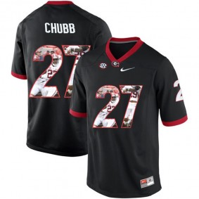 Georgia Bulldogs #27 Nick Chubb Black Printing Player Portrait NCAA Football Limited Jersey