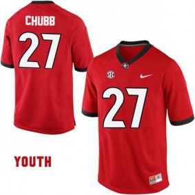 Youth Georgia Bulldogs #27 Nick Chubb Red Football Jersey