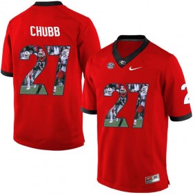 Georgia Bulldogs #27 Nick Chubb Red Printing Player Portrait NCAA Football Limited Jersey