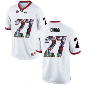 Georgia Bulldogs #27 Nick Chubb White Printing Player Portrait NCAA Football Limited Jersey