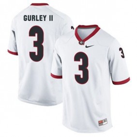 Male Georgia Bulldogs #3 Todd Gurley II White Football Jersey