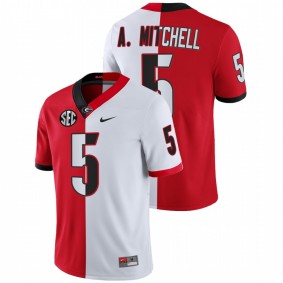 Georgia Bulldogs Adonai Mitchell #5 College Football Jersey Red White Split Edition